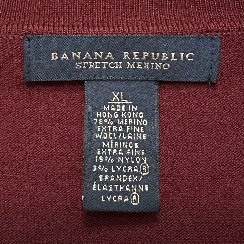 Banana Republic Stretch Merino Blend Maroon Men's Long Sleeves Polos, Size XL